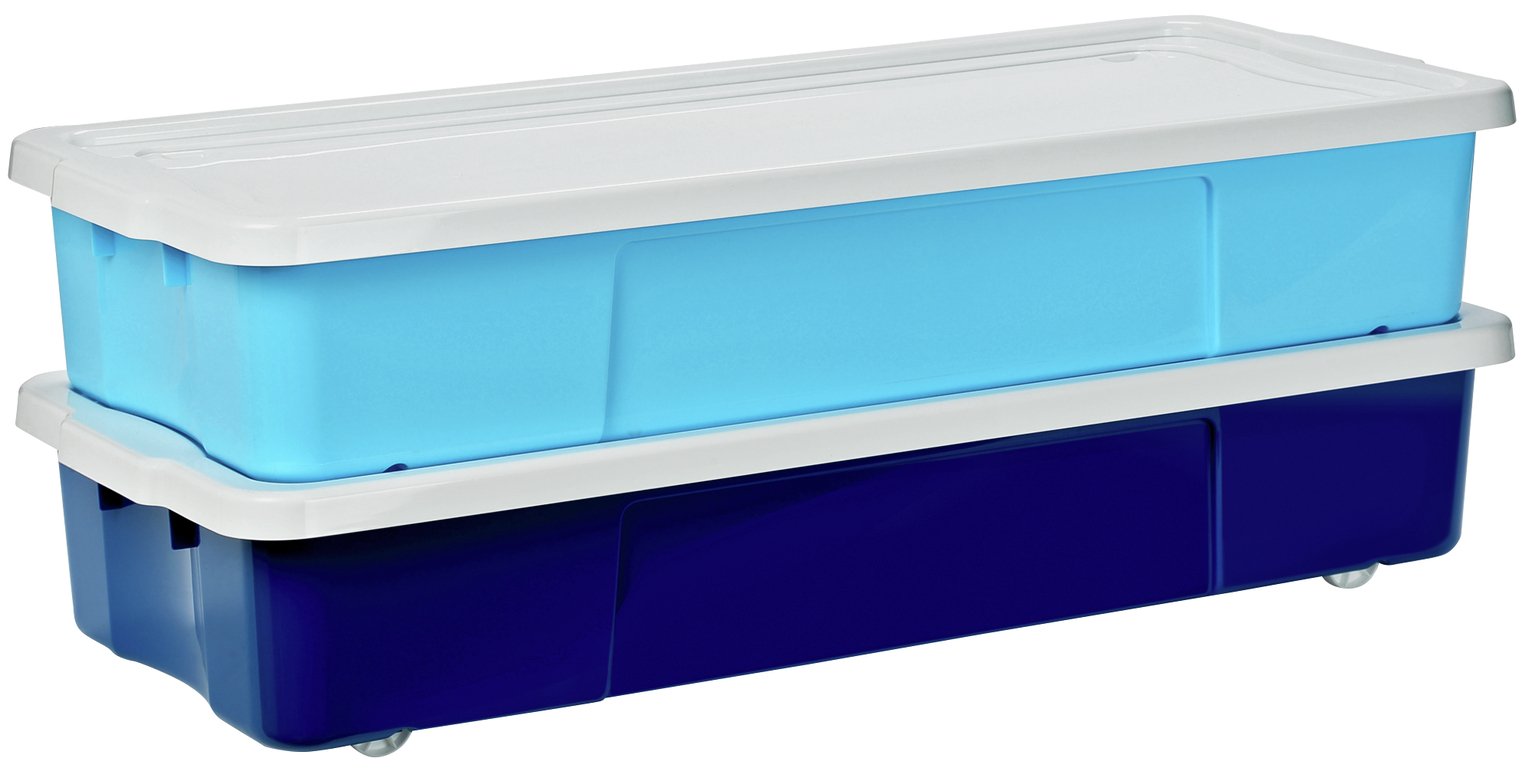 Argos Home Set of 2 Blue Underbed Storage Boxes