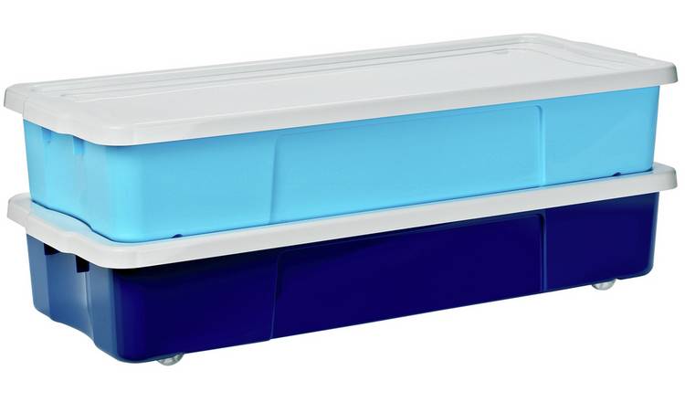 Buy Argos Home Set Of 2 Blue Underbed Storage Boxes Plastic Storage Boxes Argos
