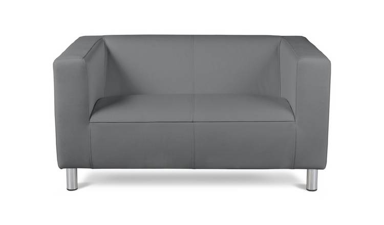 Grey faux leather deals sofa