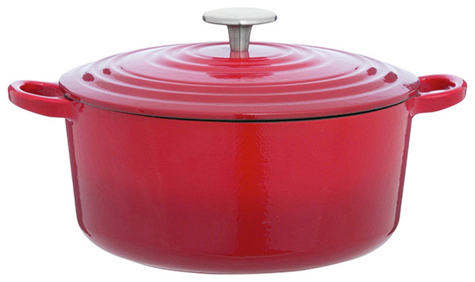 Sainsbury's Home 3.3 Litre Cast Iron Casserole Dish - Red