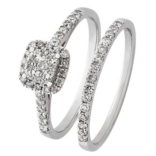 Buy Revere 9ct White Gold 0.50ct tw Diamond Bridal Ring Set Womens