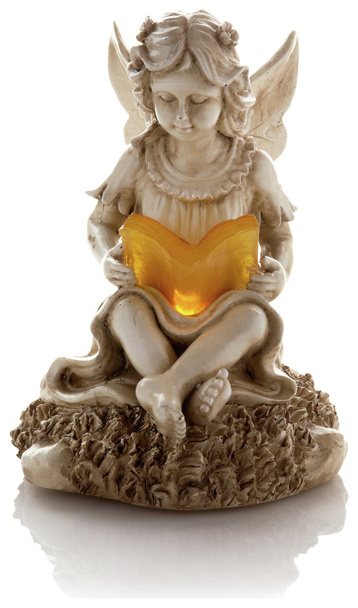 Premier Decorations Solar Reading Cherub - Marble Effect