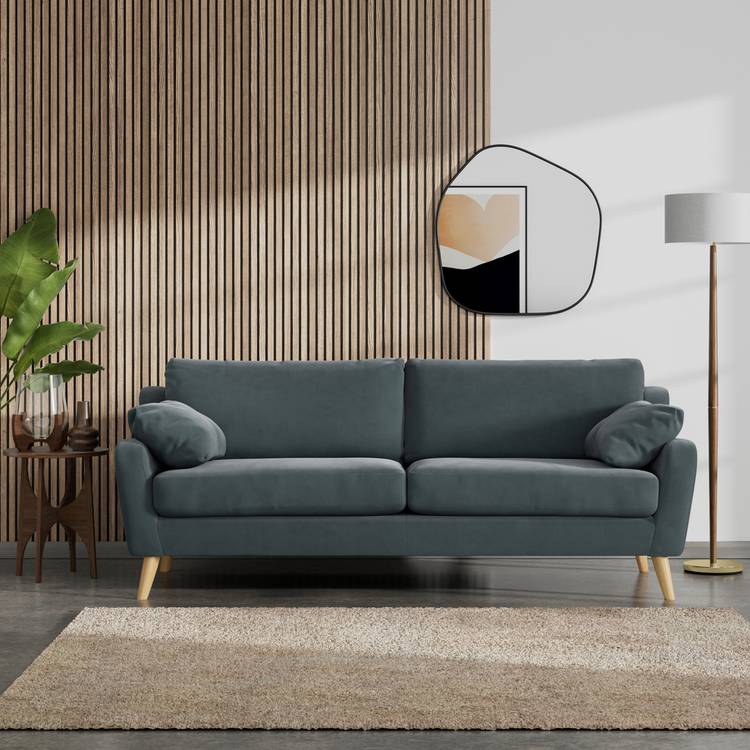 Habitat Ivor Fabric 4 Seater Sofa - Charcoal - Ash Leg 0