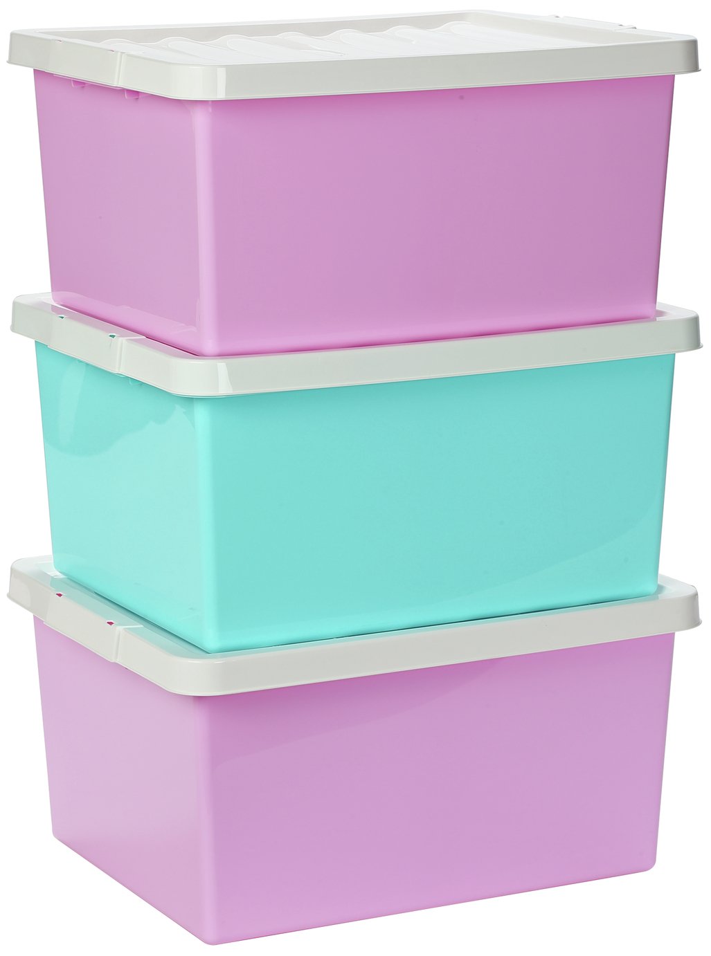 Argos Home Set of 3 Pink Storage Boxes with Lids