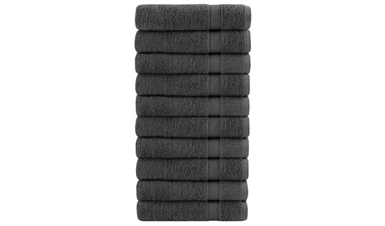 Walplus Pack of 10 Shower Towels - Anthracite - 70 x 140 cm
