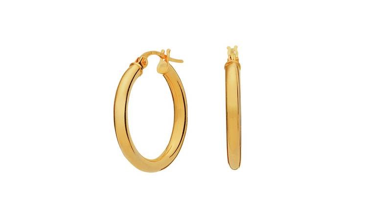 Revere 9ct Gold Plain Creole Hoop Earrings