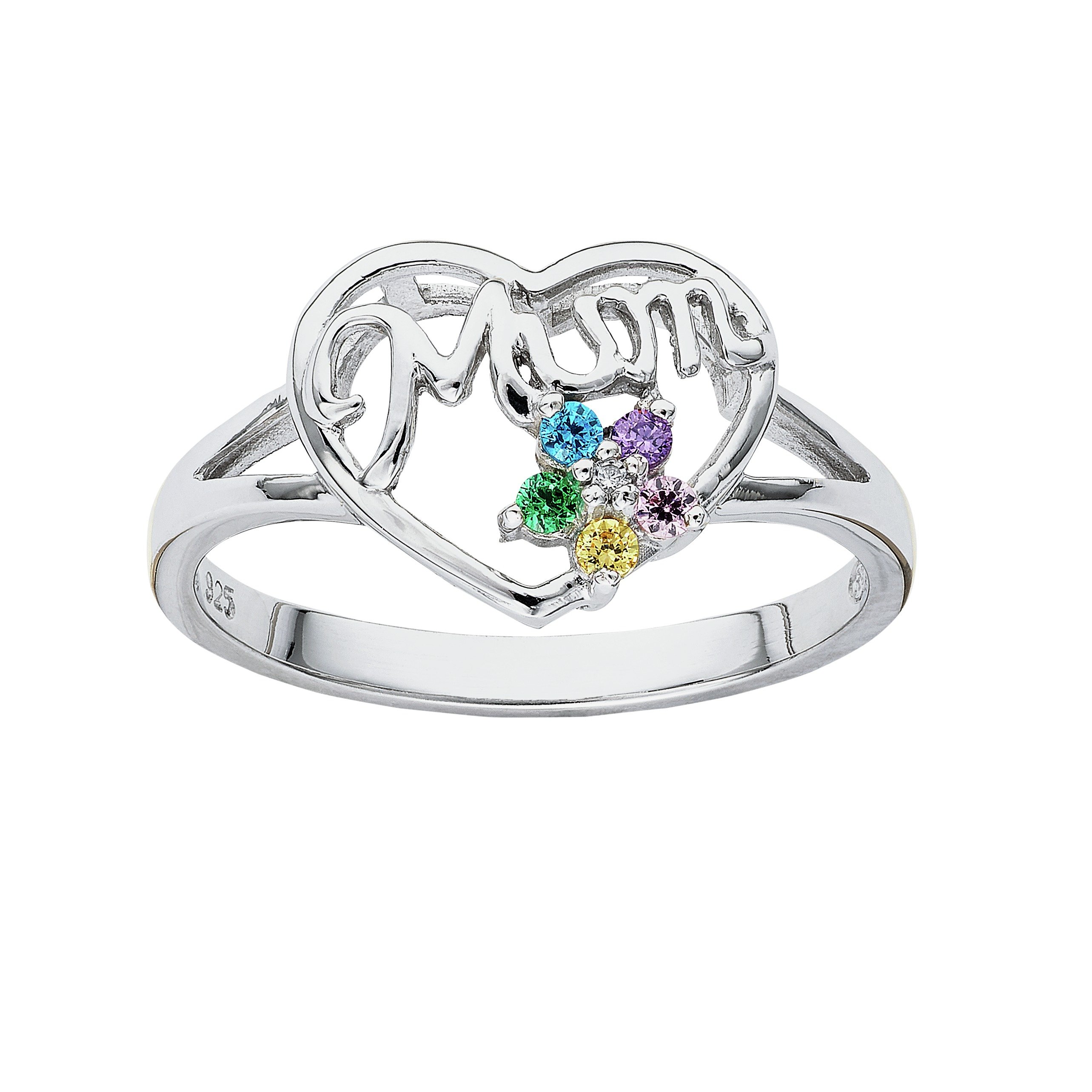 Moon & Back Sterling Silver Flower Mum Cubic Zirconia Ring