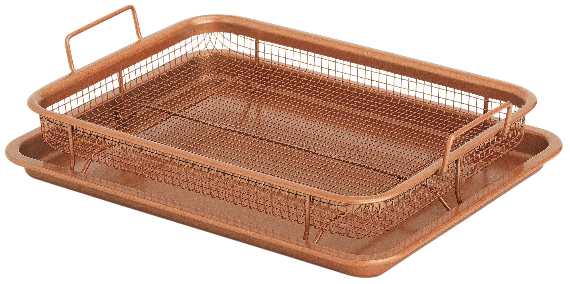 Copper Crisper Elevated Non Stick Oven Baking Tray - 2pc Set