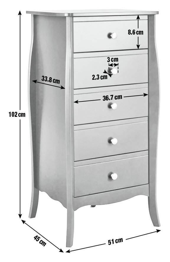 Argos Home Amelie 5 Drawer Narrow Chest of Drawers Reviews
