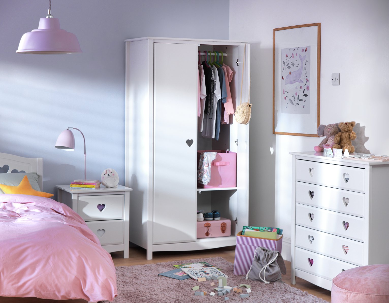 Habitat Kids Mia 3 Piece 2 Door Wardrobe Set - White