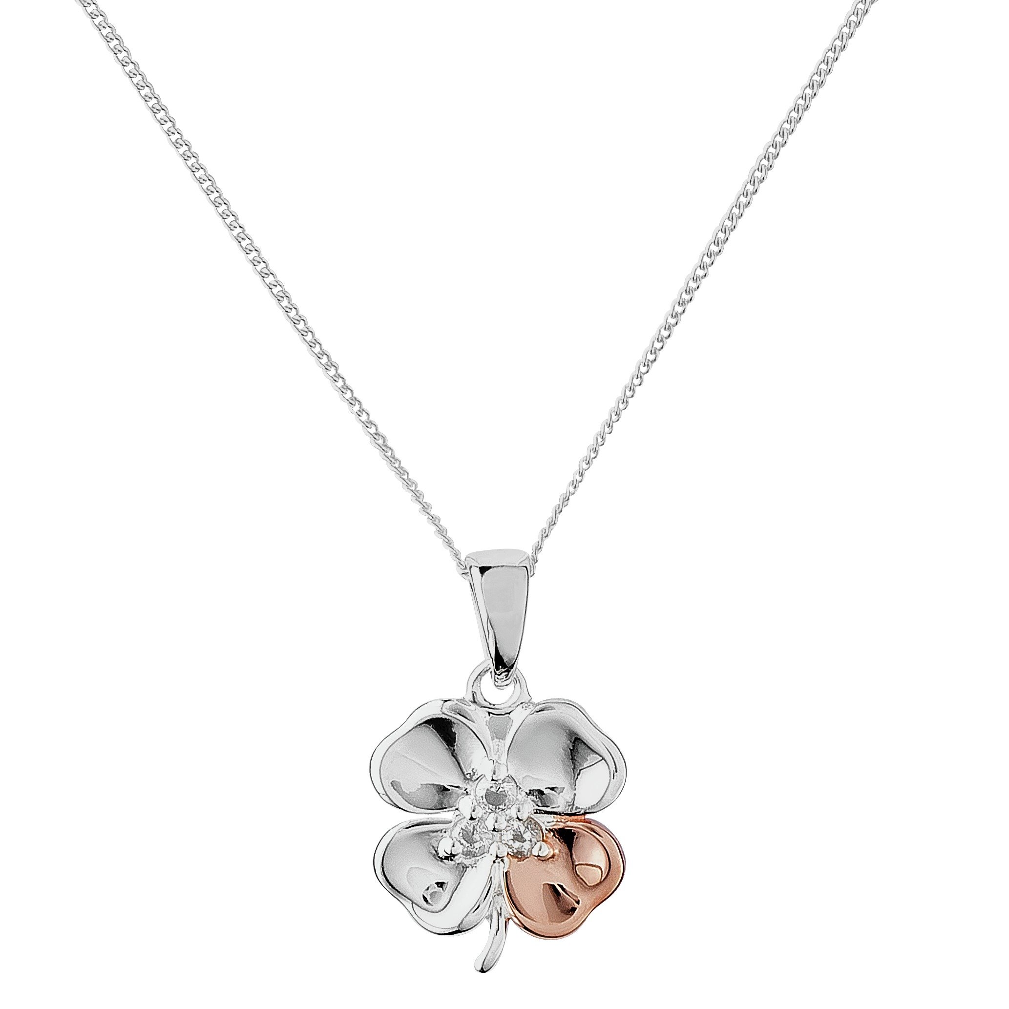 Revere  Rose Gold Plated Clover Pendant 18 Inch Necklace