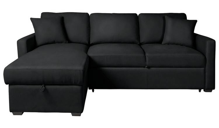 Black leather sofa clearance bed