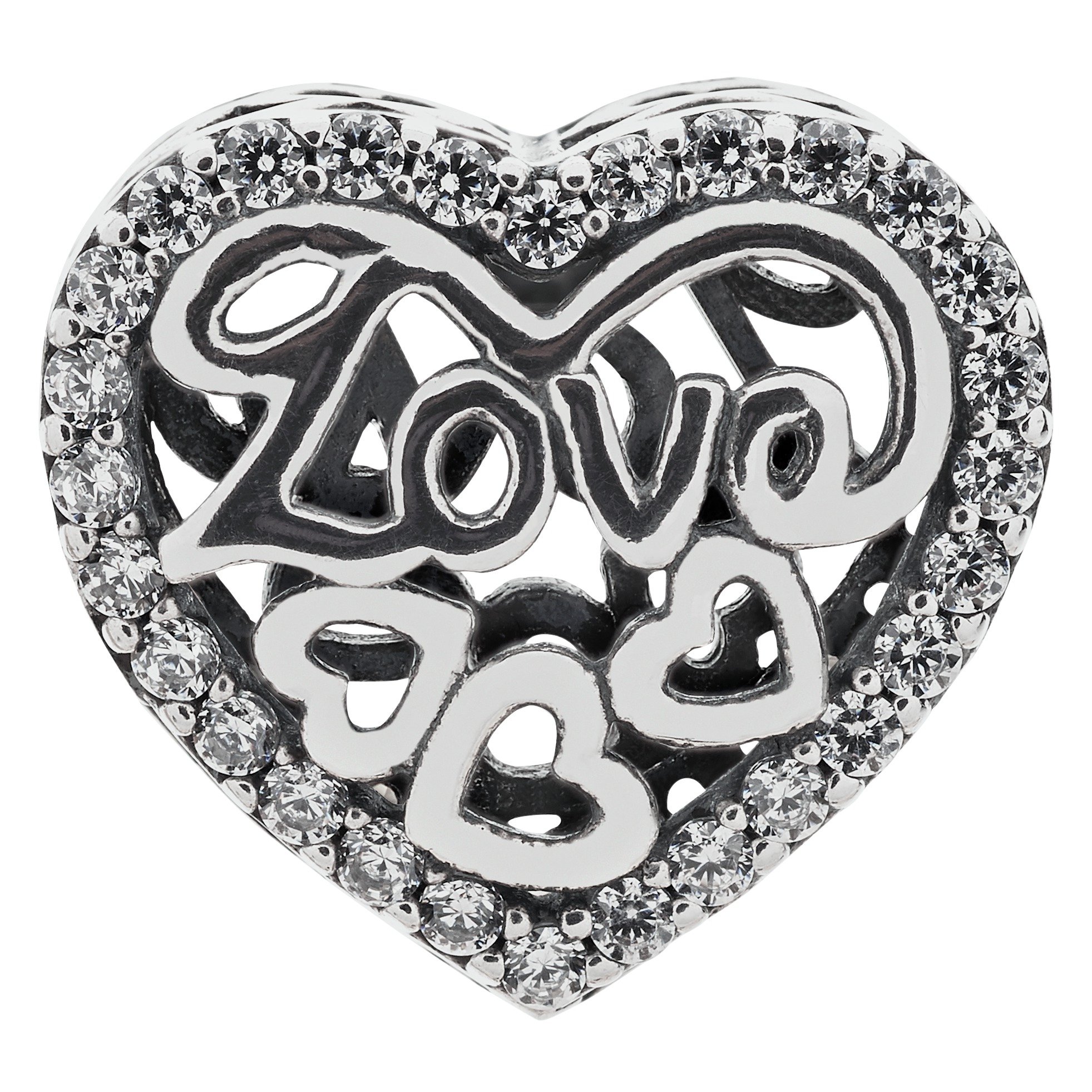 Moon & Back Sterling Silver Cubic Zirconia Love & Heart Bead