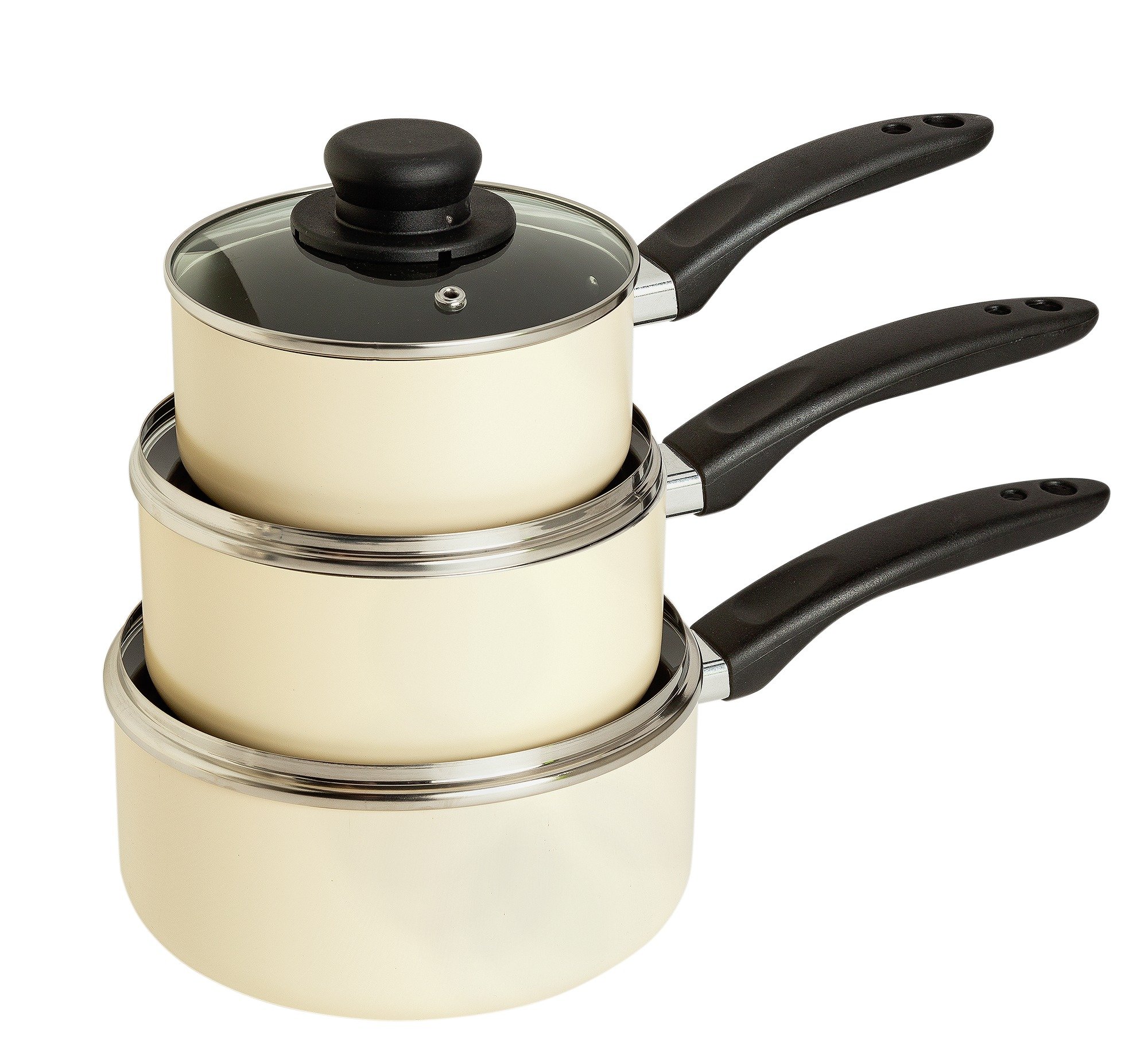 Argos Home Aluminium Non Stick 3 Piece Pan Set - Cream