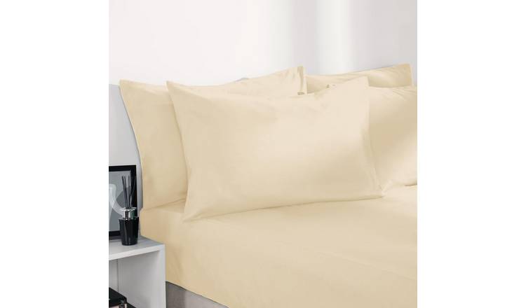 OHS Plain Dyed Microfibre Fitted Bed Sheet Ivory - King