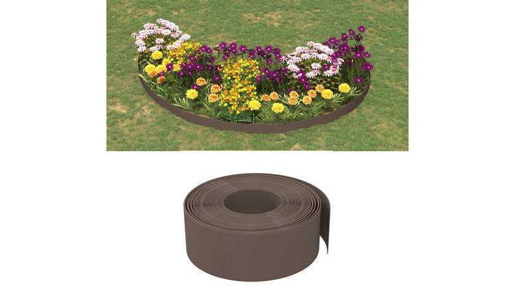 Walplus Polyethylene Garden Edging - Brown - 1000 x 20 cm