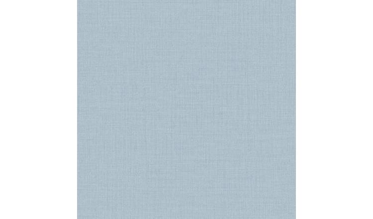 Grandeco Linen Textured Plain Wallpaper - Blue
