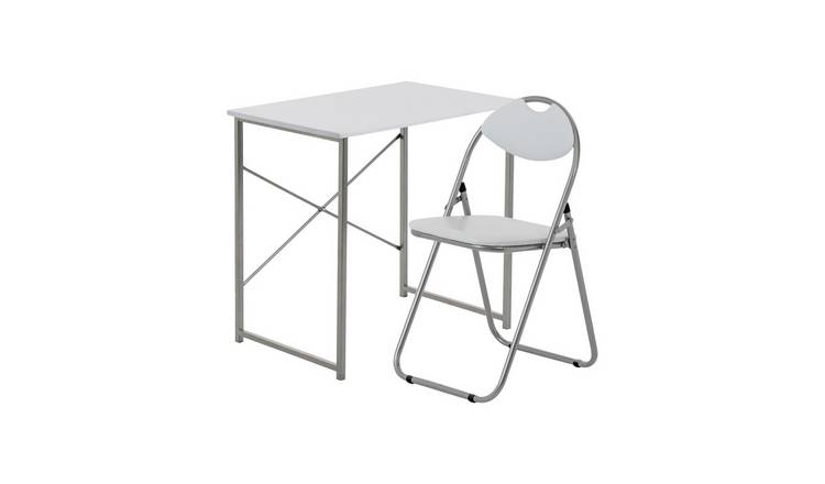 Harbour Housewares White Industrial Office Desk & Chair Set - White