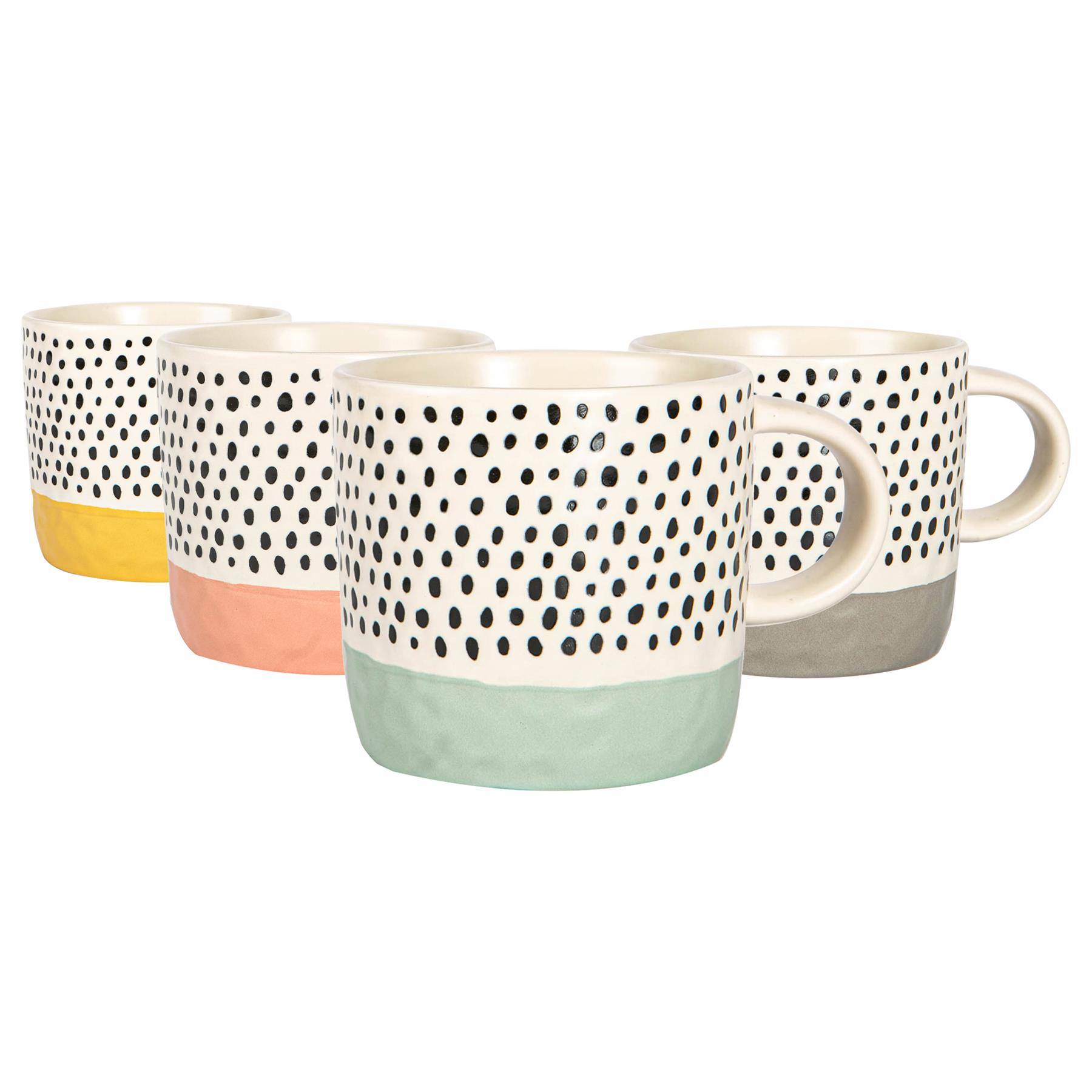 Nicola Spring Ceramic Dipped Dots Coffee Mugs - 385ml - 4 Colours - Image 1