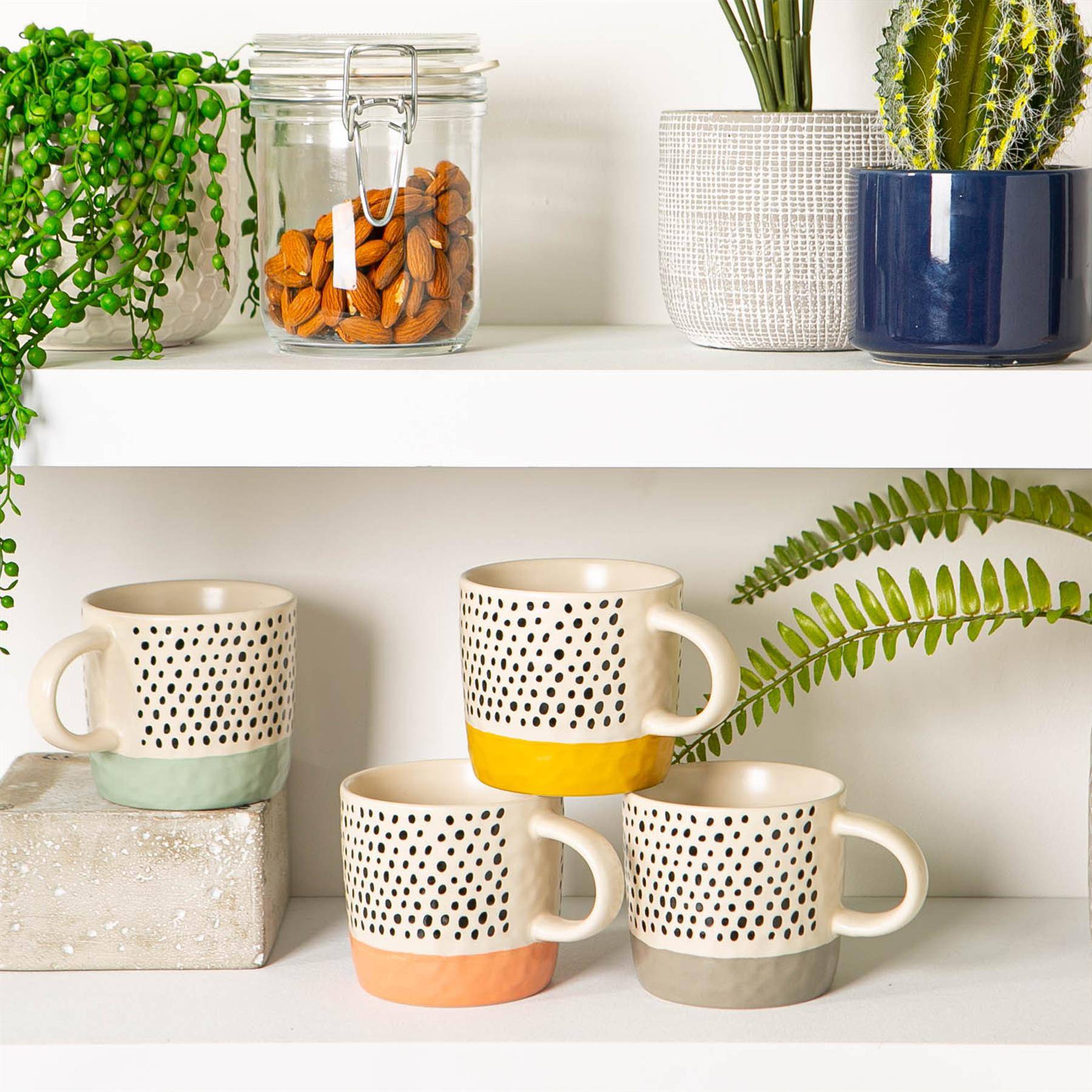 Nicola Spring Ceramic Dipped Dots Coffee Mugs - 385ml - 4 Colours - Image 6