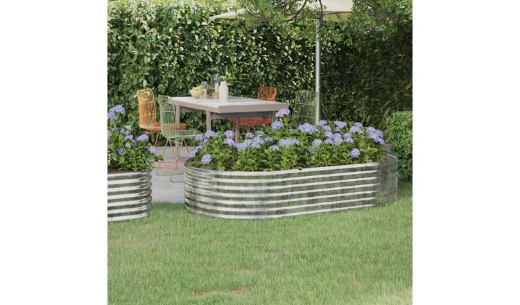 Walplus Galvanised Steel Raised Garden Bed - Silver - 175 x 100 x 36 cm