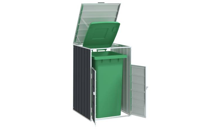 Walplus Single Steel Wheelie Bin Store - Anthracite - 72 x 81 x 115 cm
