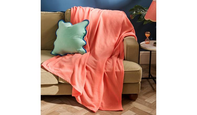 OHS Plain Fleece Blanket Throw 150 x 200cm - Coral