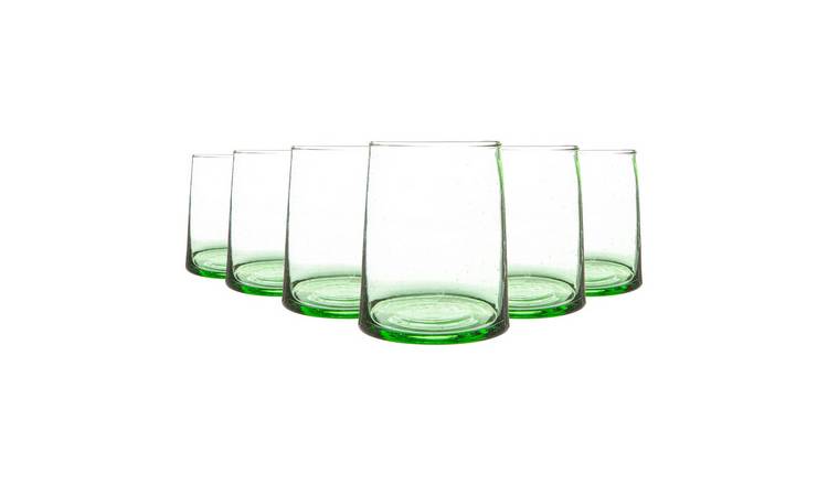 Nicola Spring Merzouga Recycled Glass Tumblers - Green - Pack of 6