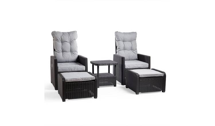 Vonhaus Parga Rattan Effect Reclining Bistro Set - Grey