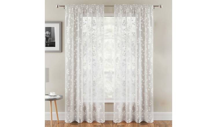 Tyrone Textiles Delila Rod Pocket Voile Panels - 140 x 183cm - White
