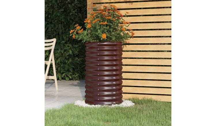 Walplus Galvanised Steel Garden Planter - Brown - 40 x 68 cm