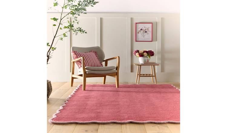 Mega Flooring Pink Modern Bordered Rug - 120 x 170cm