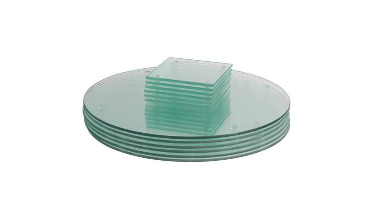 Harbour Housewares 12 Piece Round Glass Placemats & Coasters Set - Clear