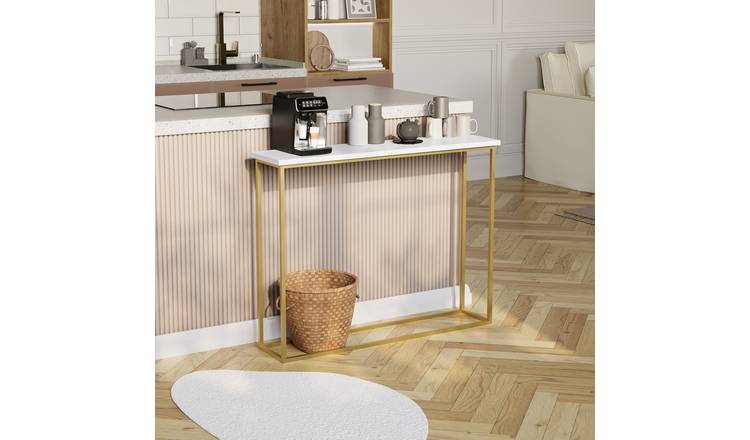 Vida Designs Console Table With Metal Leg - White & Gold