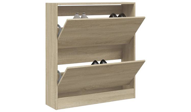 Walplus Engineered Wood Shoe Cabinet - Sonoma Oak - 80 x 21 x 87.5 cm
