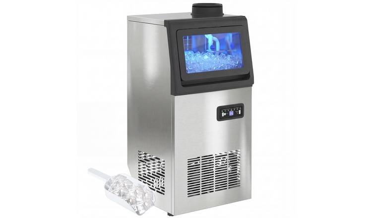 HOMCOM 36kg/24H Commercial Ice Maker Machine with Auto Self-Cleaning - Silver