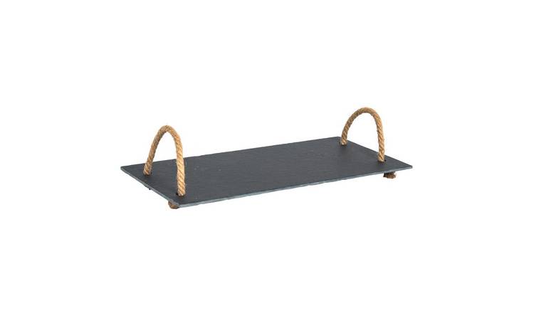 Argon Tableware Slate Serving Tray with Rope Handles