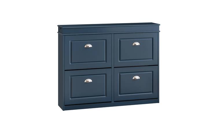 SoBuy 4 Flip Drawer 1 Side Drawer 1 Hook Slim Shoe Cabinet - Dark Blue