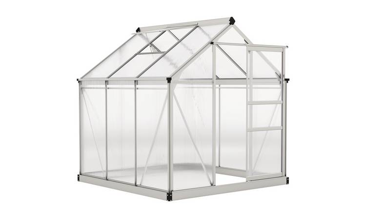 Outsunny Polycarbonate Aluminium Frame Greenhouse with Window – Silver