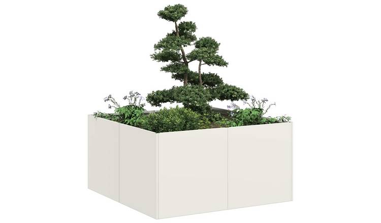 Walplus Steel Garden Planter - White - 80 x 80 x 40 cm