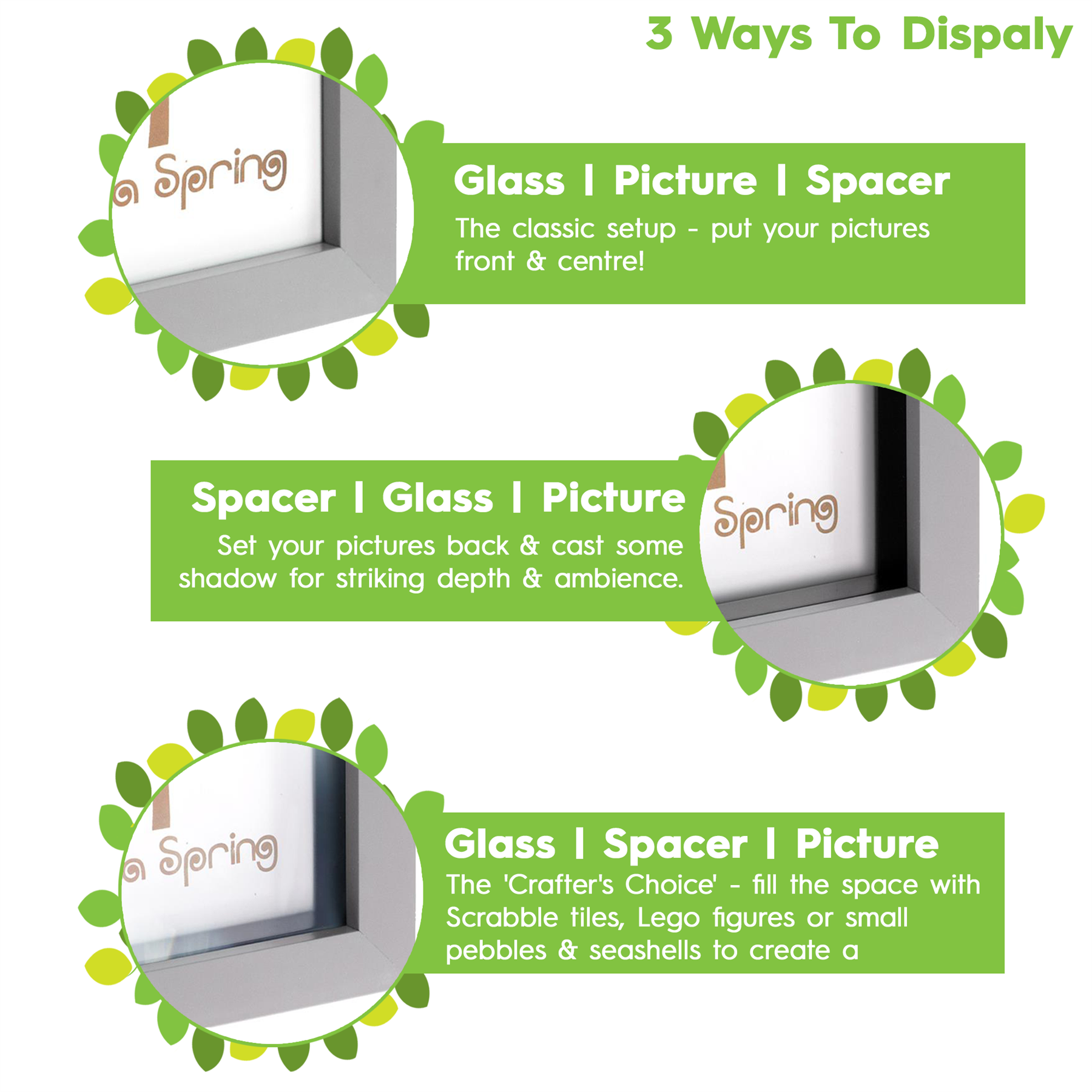 Nicola Spring 3D Box Photo Frame 4" x 4" - White - Image 2