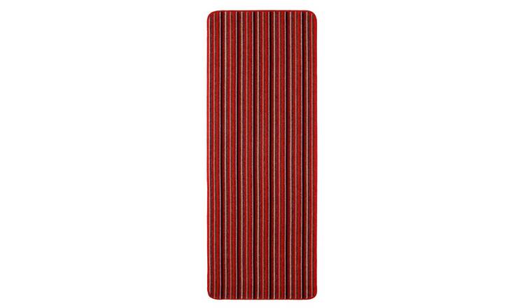 The Rugs Red Striped Washable Nonslip Runner Rug - 67 x 180cm