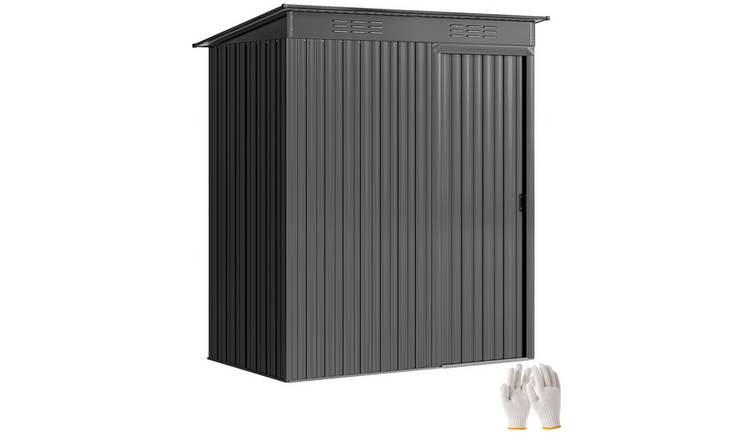 Outsunny Metal Waterproof Garden Shed with Sliding Door - Dark Grey