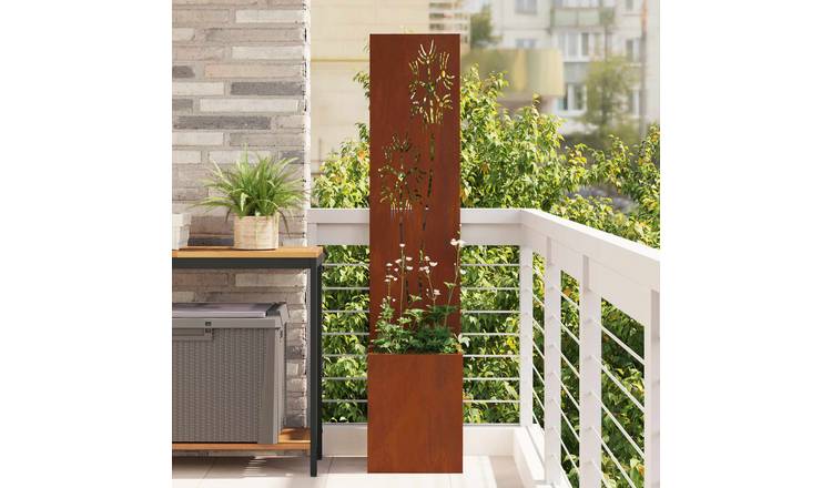 Walplus Palm Design Garden Privacy Screen - Rusty - 32 x 32 x 150 cm