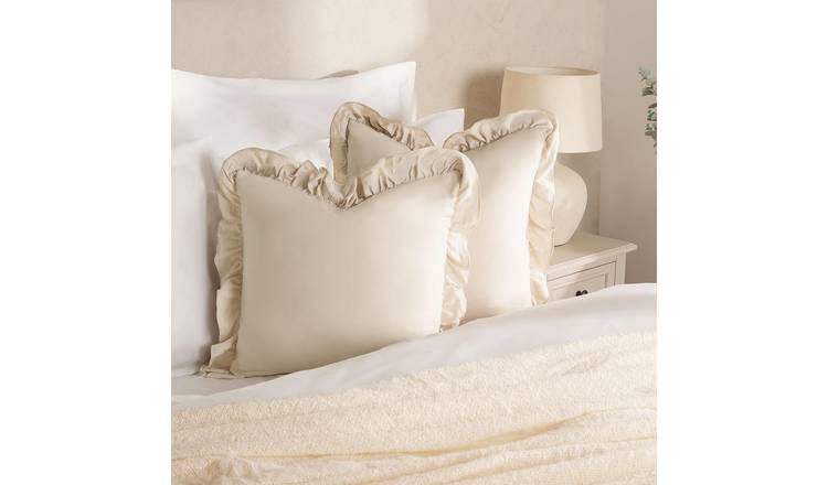 OHS 2 Pack Frill Cushion Covers 45 x 45cm - Beige