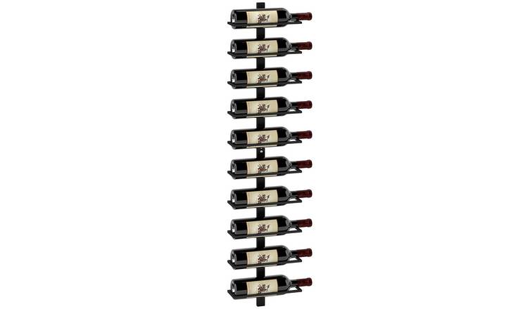 HOMCOM 8 Tier Metal Wall Mounted Wine Rack Storage Holder - Black