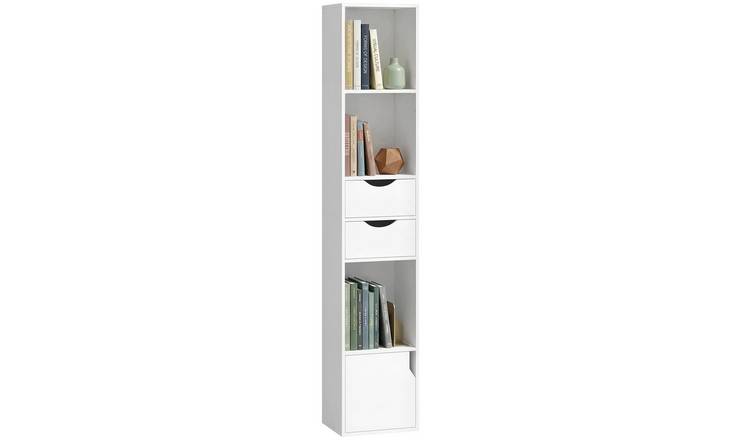 HOMCOM 3 Tier Adjustable Storage Bookcase - White