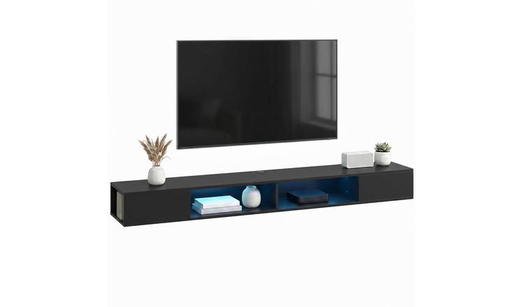 HOMCOM Industrial Entertainment Center with RGB LED Lights - Black