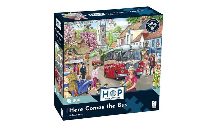 The House of Puzzles Here Comes the Bus 500 Piece Jigsaw Puzzle