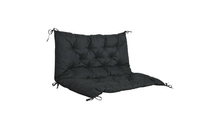 Outsunny 2 Seater Outdoor Chair Cushions with Ties Seater Pad - Black